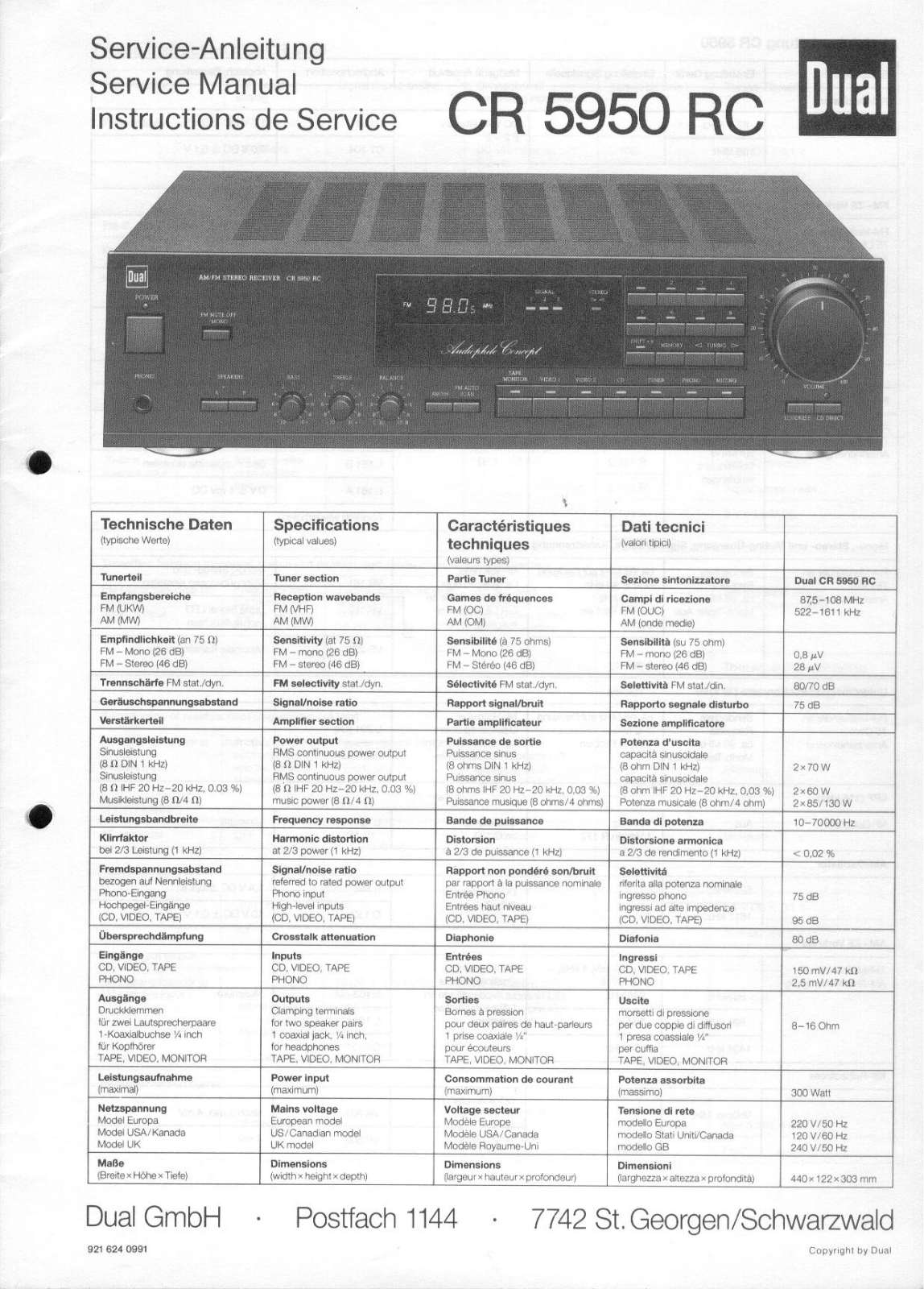 Dual CR-5950-RC Service manual