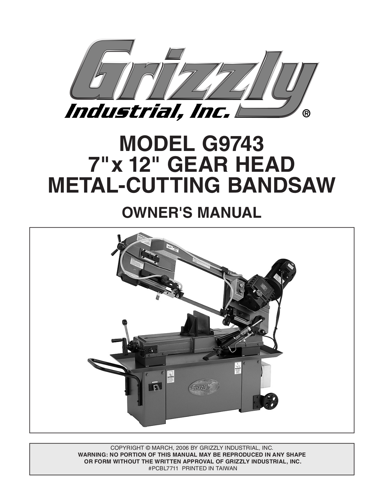 Grizzly G9743 User Manual