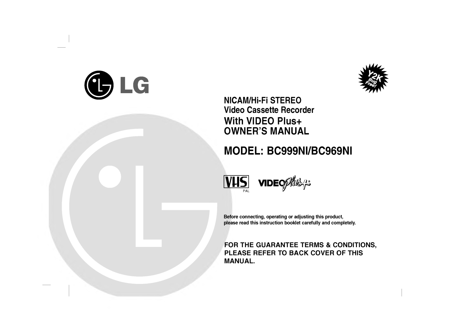 LG BC969NI, BC999NI User Manual