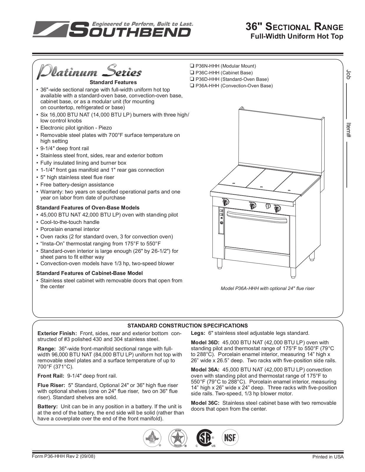 Southbend P36C-HHH, P36D-HHH General Manual