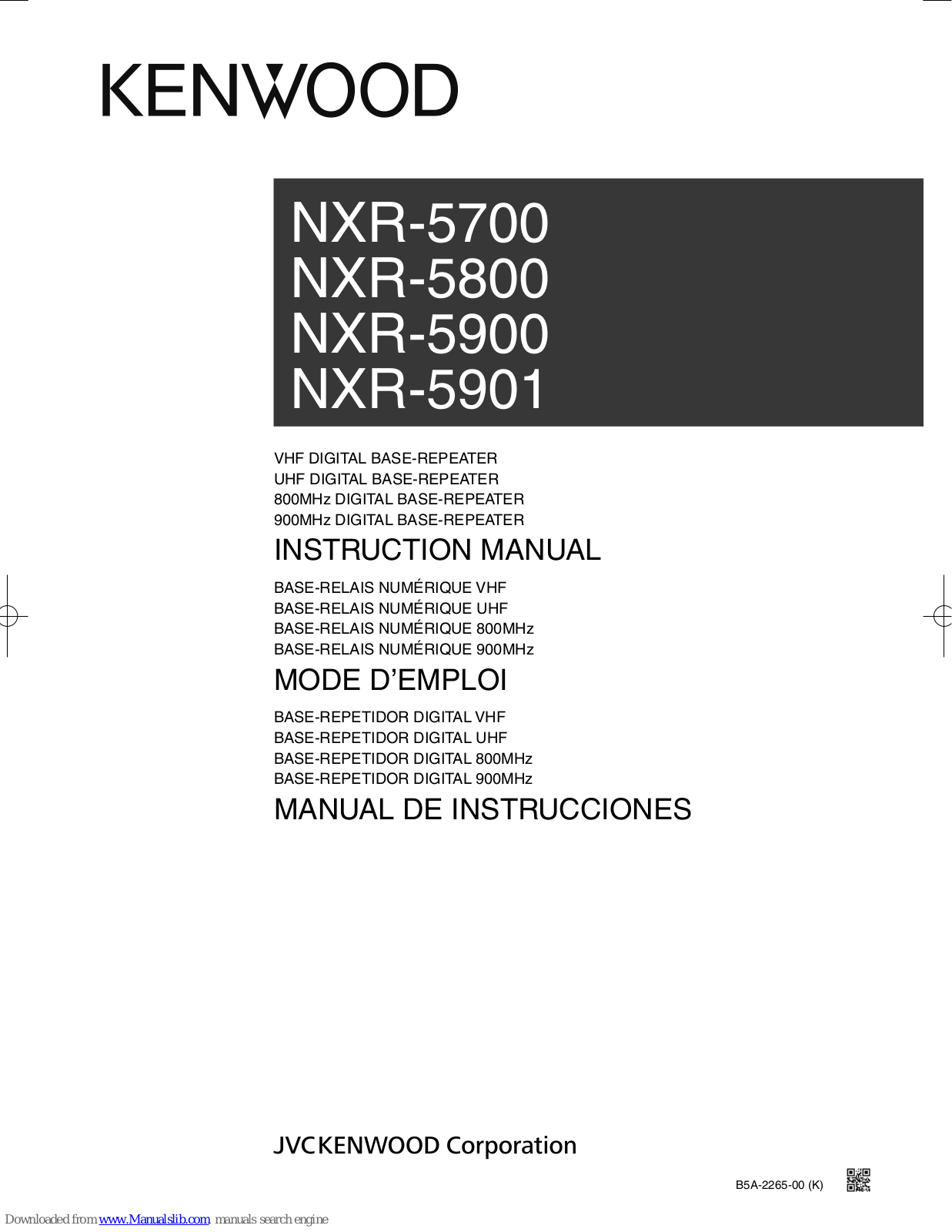 Kenwood NXR-5700, NXR-5800, NXR-5901, NXR-5900 Instruction Manual