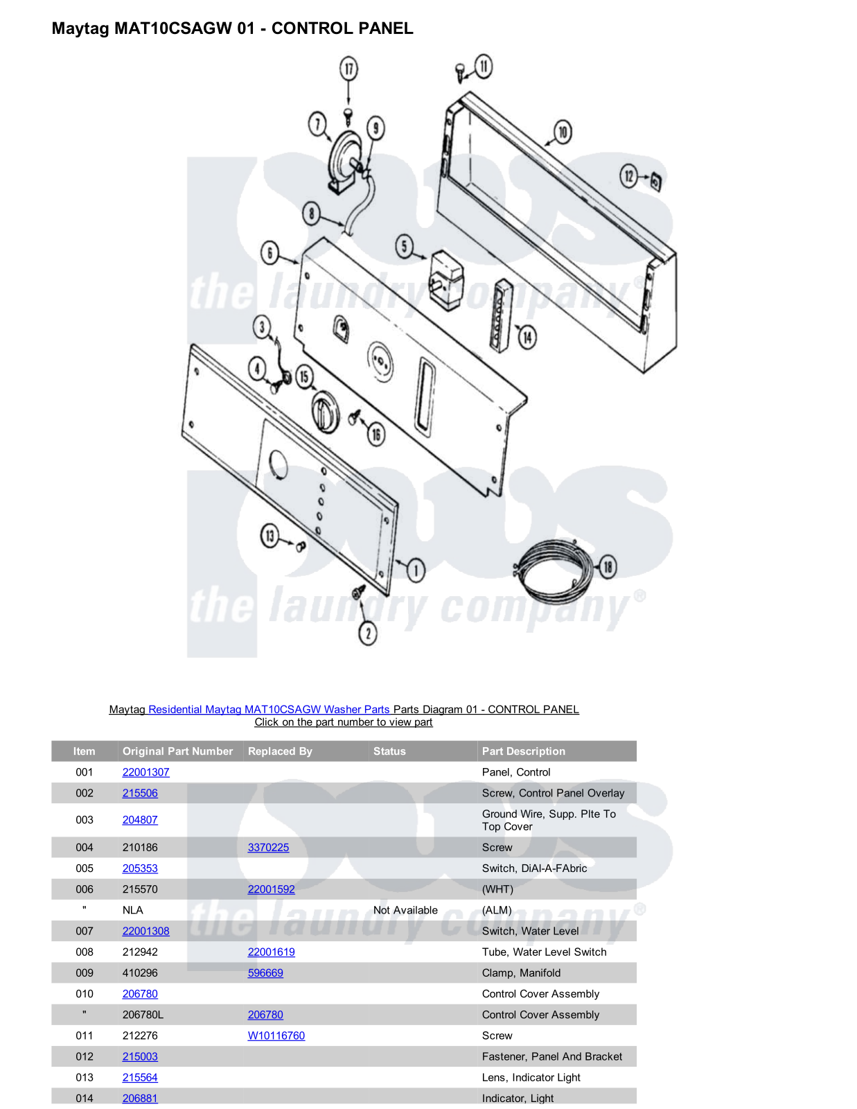 Maytag MAT10CSAGW Parts Diagram