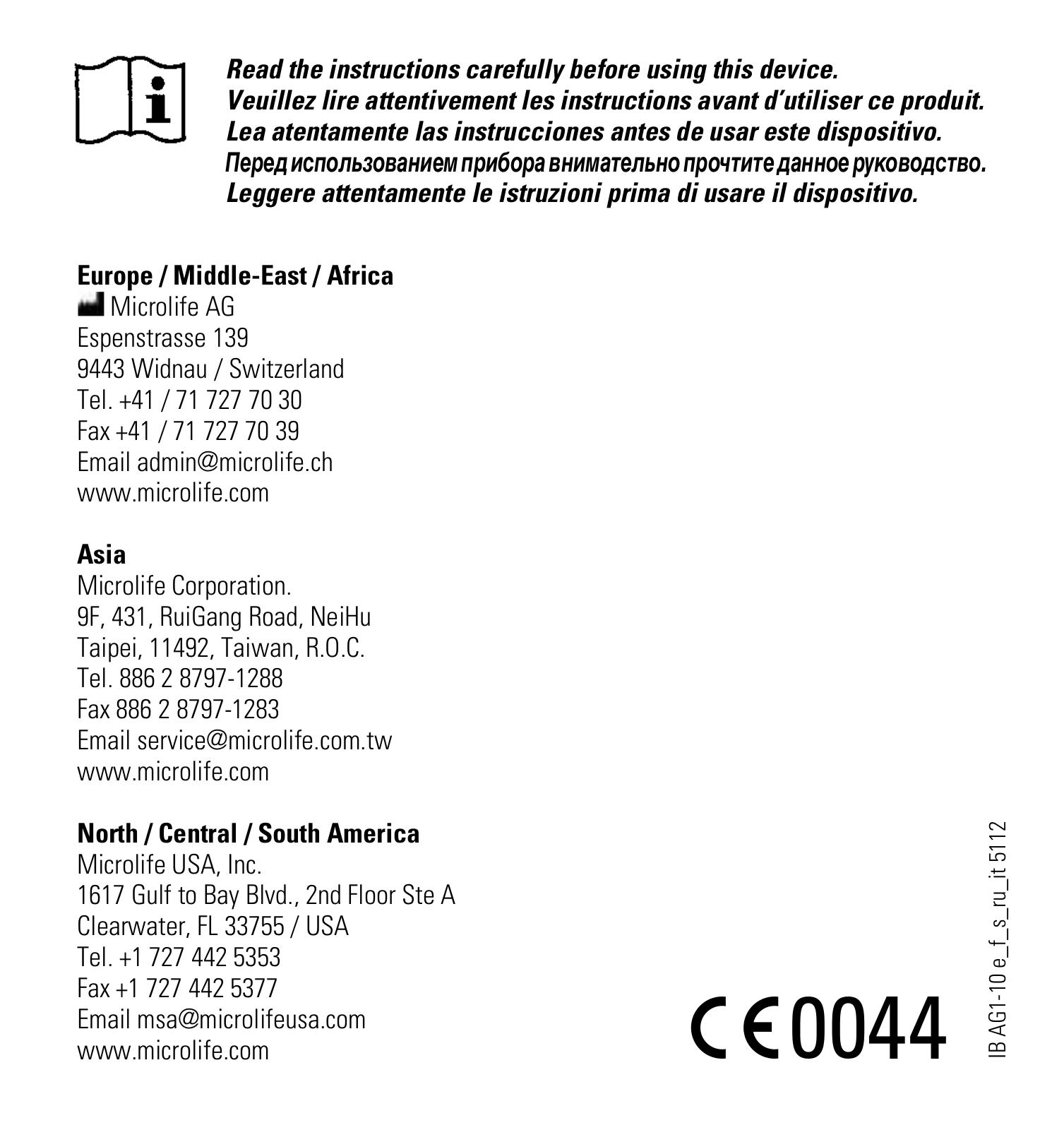 Microlife AG1-10 User Manual