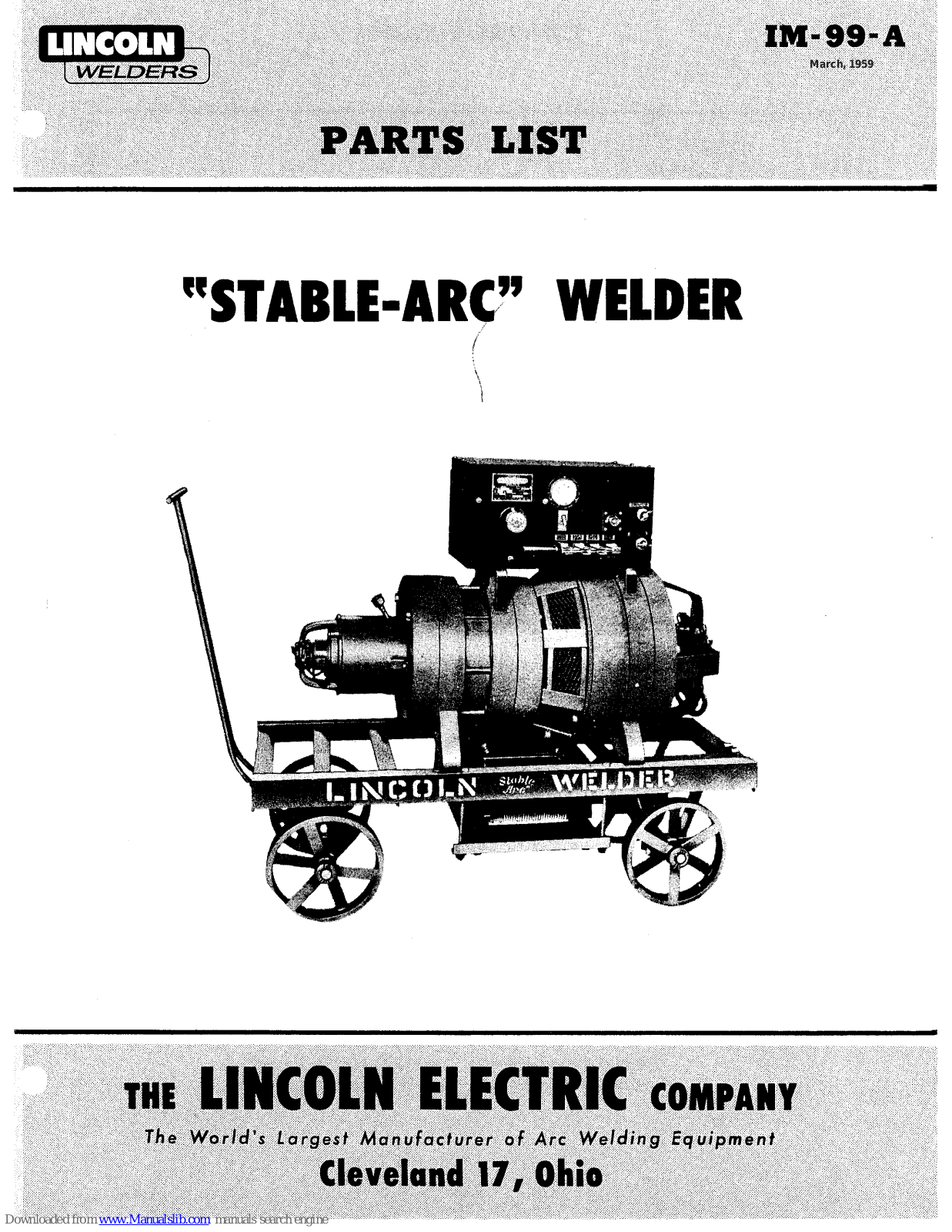 Lincoln Electric IM-99-A Parts List