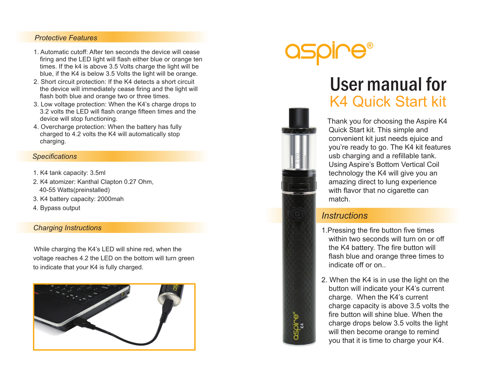 Aspire K4 User Manual