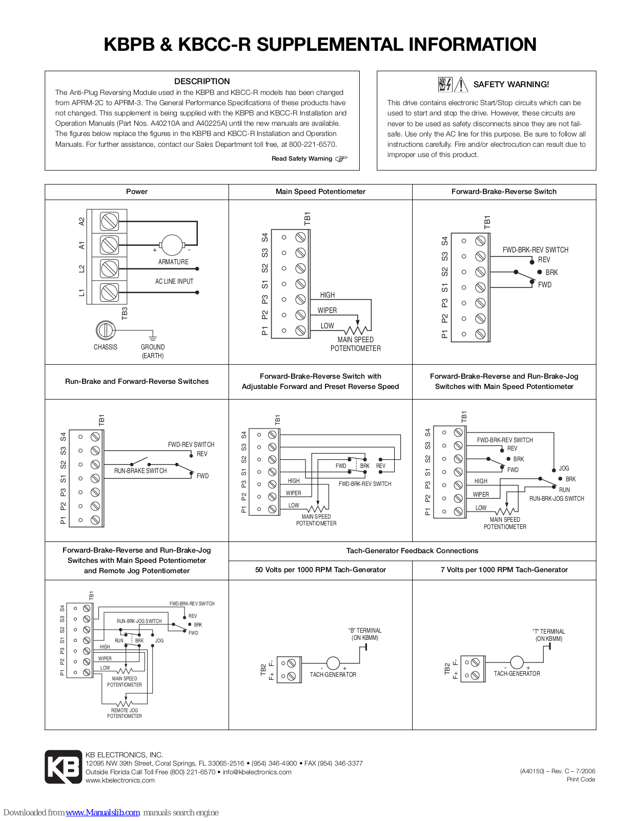 KB Electronics KBCC-125, KBCC-225, KBCC-125R, KBCC-225R Installation And Operations