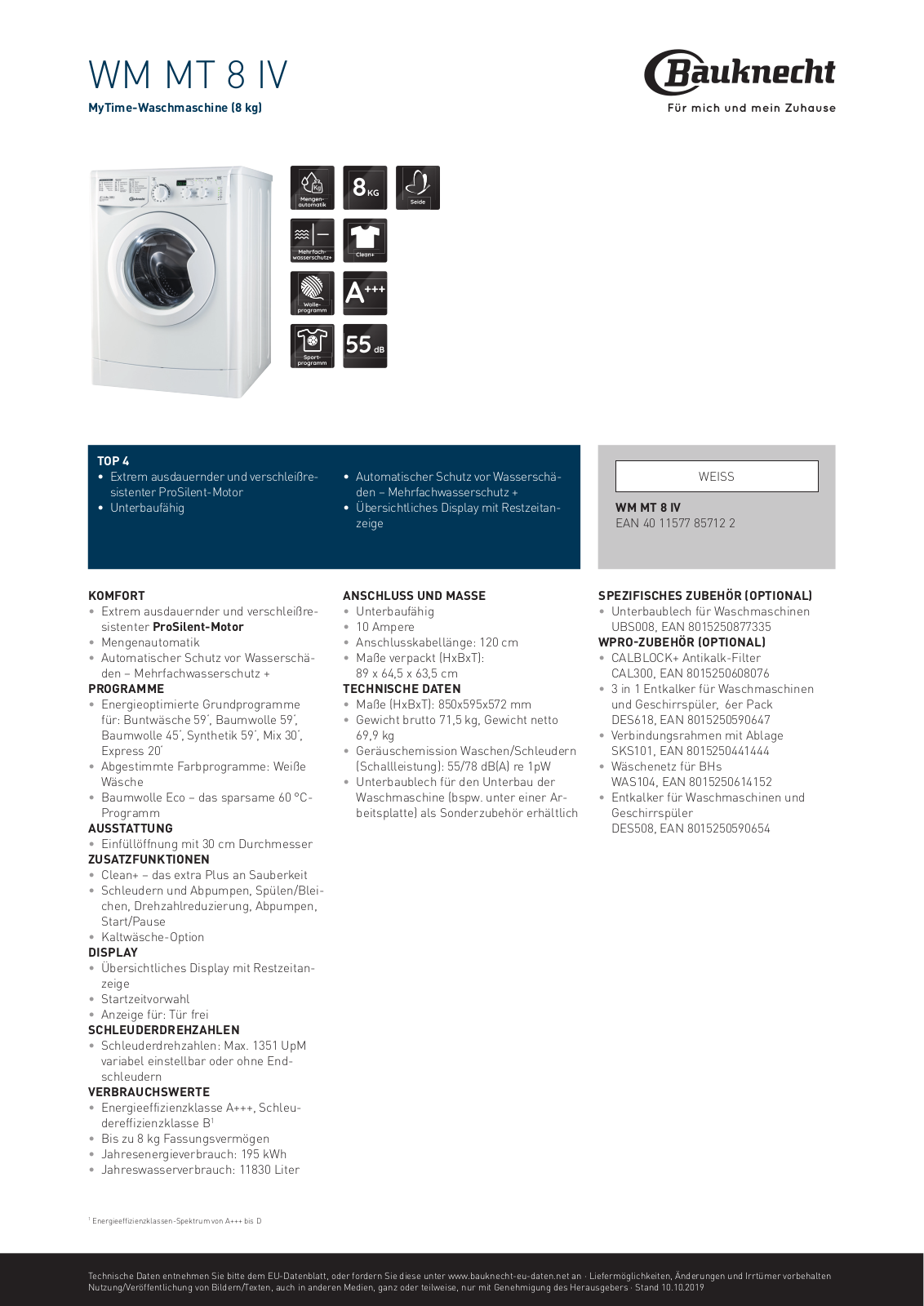 Bauknecht WM MT 8 IV User Manual