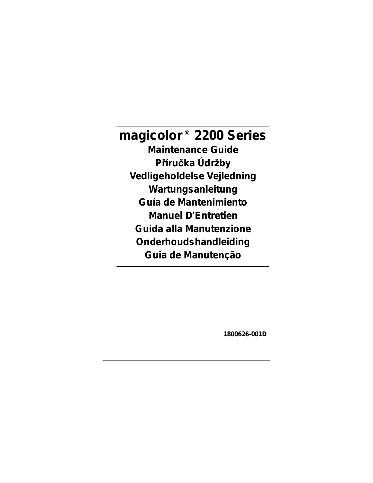 KONICA MINOLTA magicolor 2200 Maintenance Guide