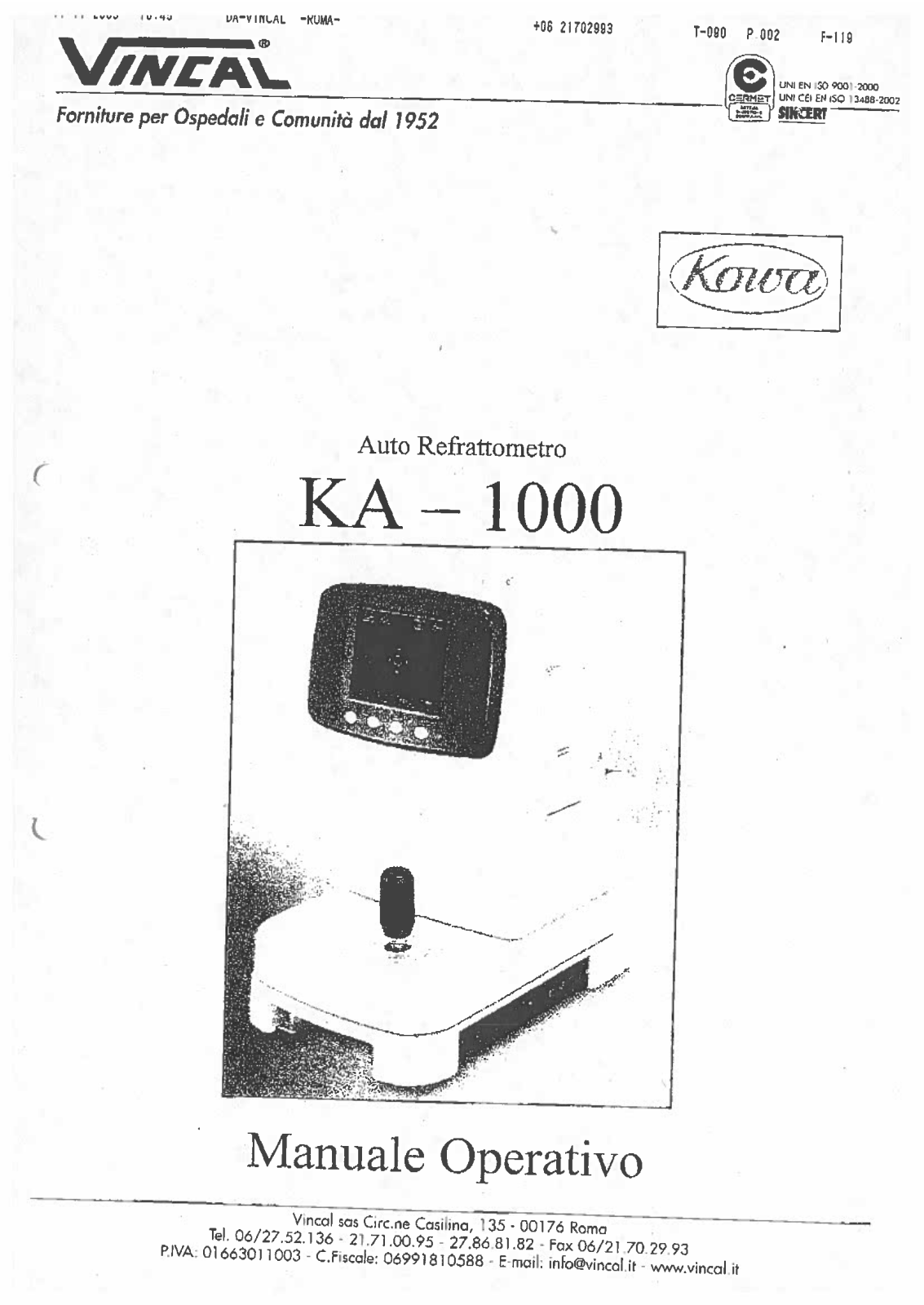 Vincal KA 1000 User Manual