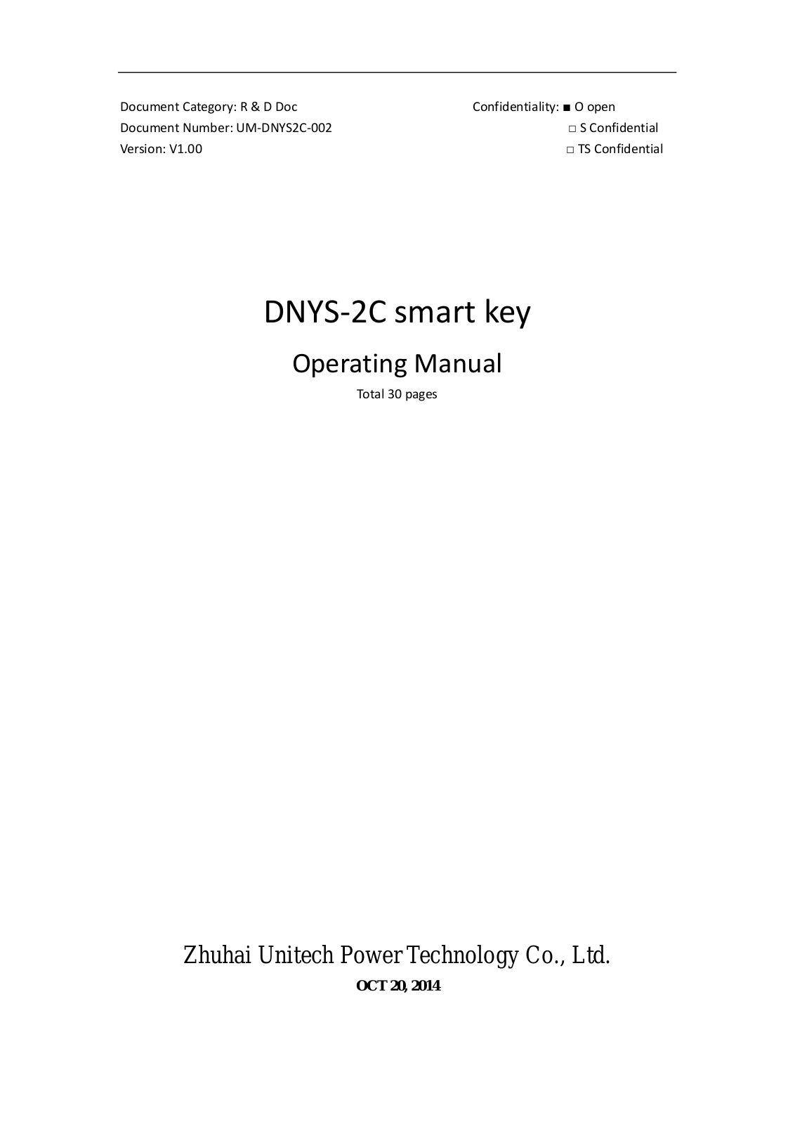 Zhuhai Unitech Power Technology DNYS 2C User Manual