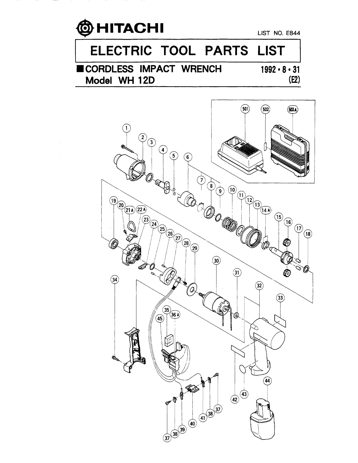 Hitachi WH12D PARTS LIST