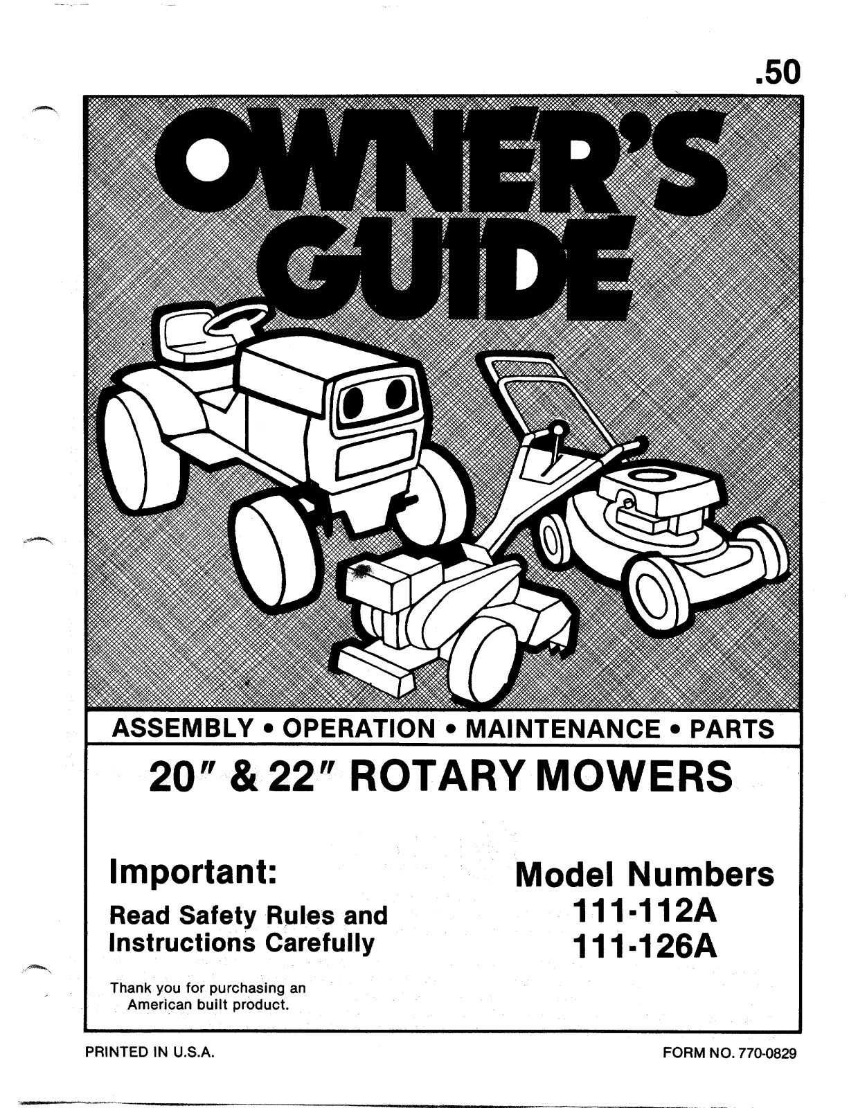 Bolens 111-126A, 111-112A User Manual