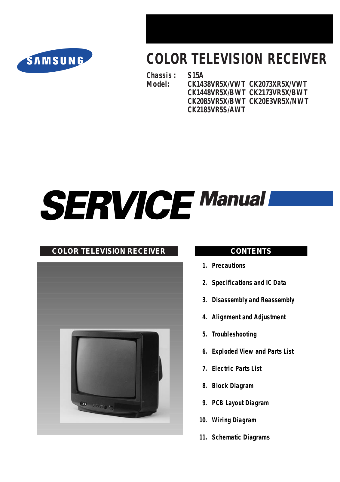 Samsung CK1438VR5X/VWT, CK20E3VR5X/NWT, CK2185VR5S/AWT, CK2073XR5X/VWT, CK1448VR5X/BWT Service Manual