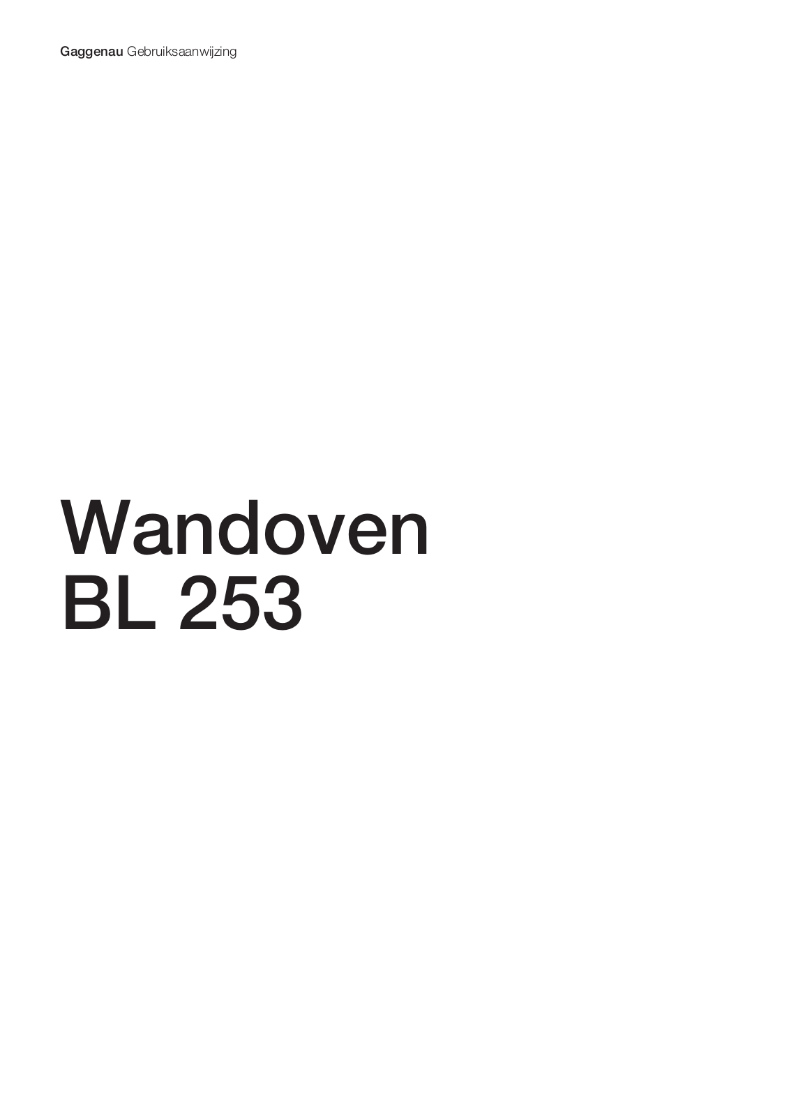 Gaggenau BL253110 User Manual