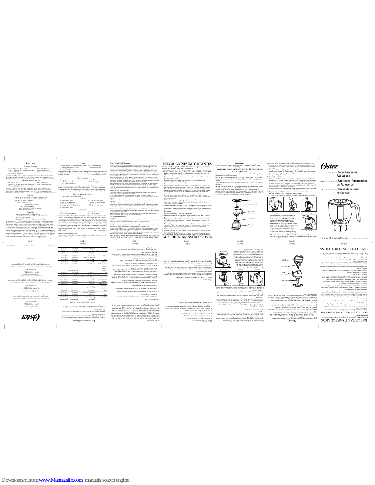 Oster Food ProcessorAccessory User Manual