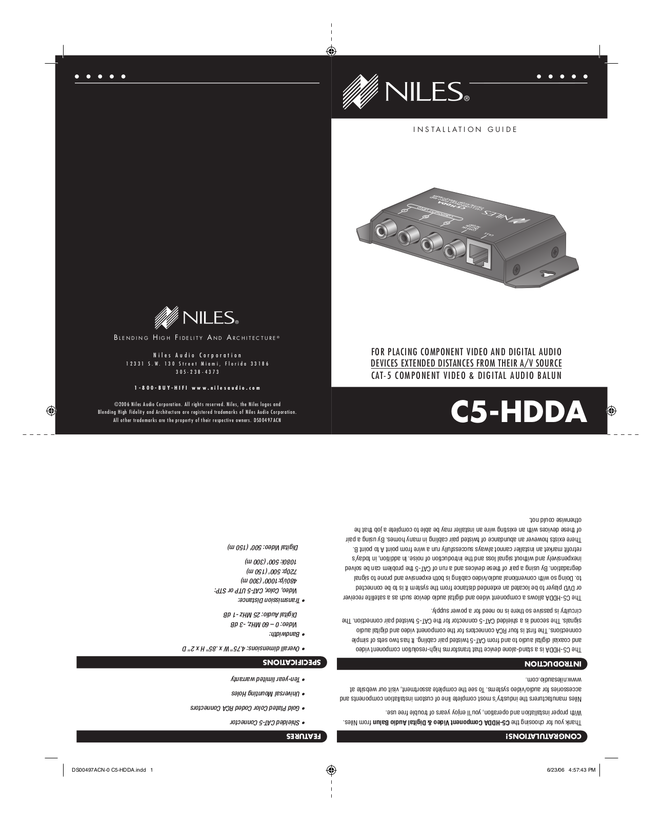 Niles C5-HDDA Owner's Manual