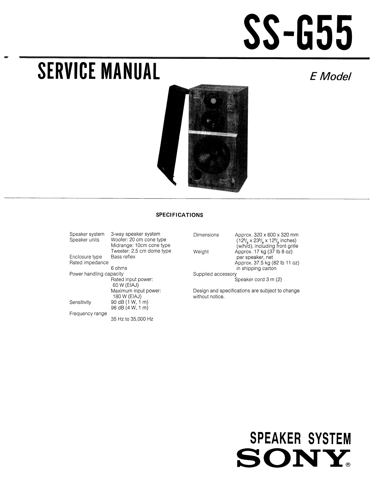 Sony SSG-55 Service manual