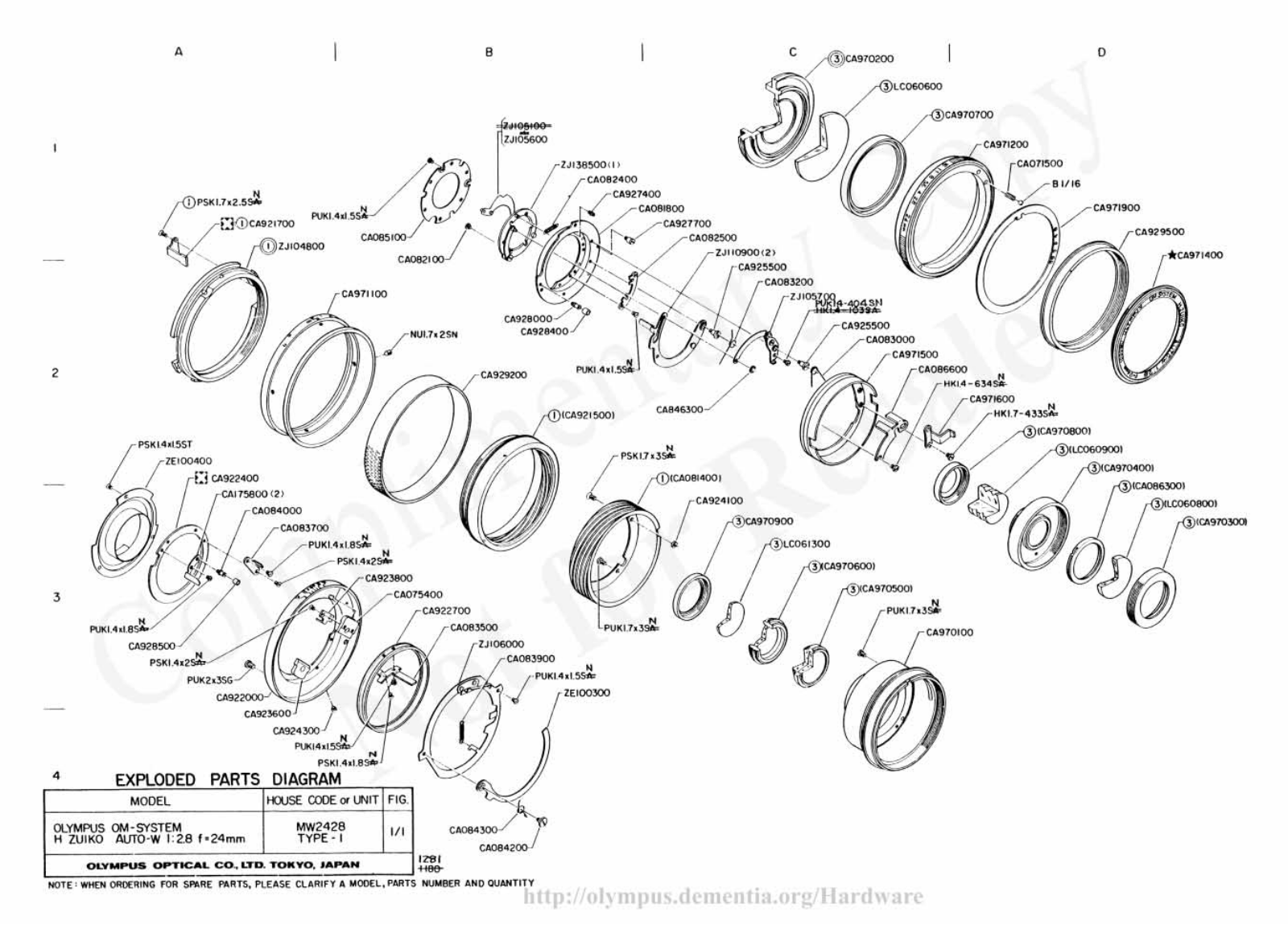 OLYMPUS 24mm f2.8 Service Manual