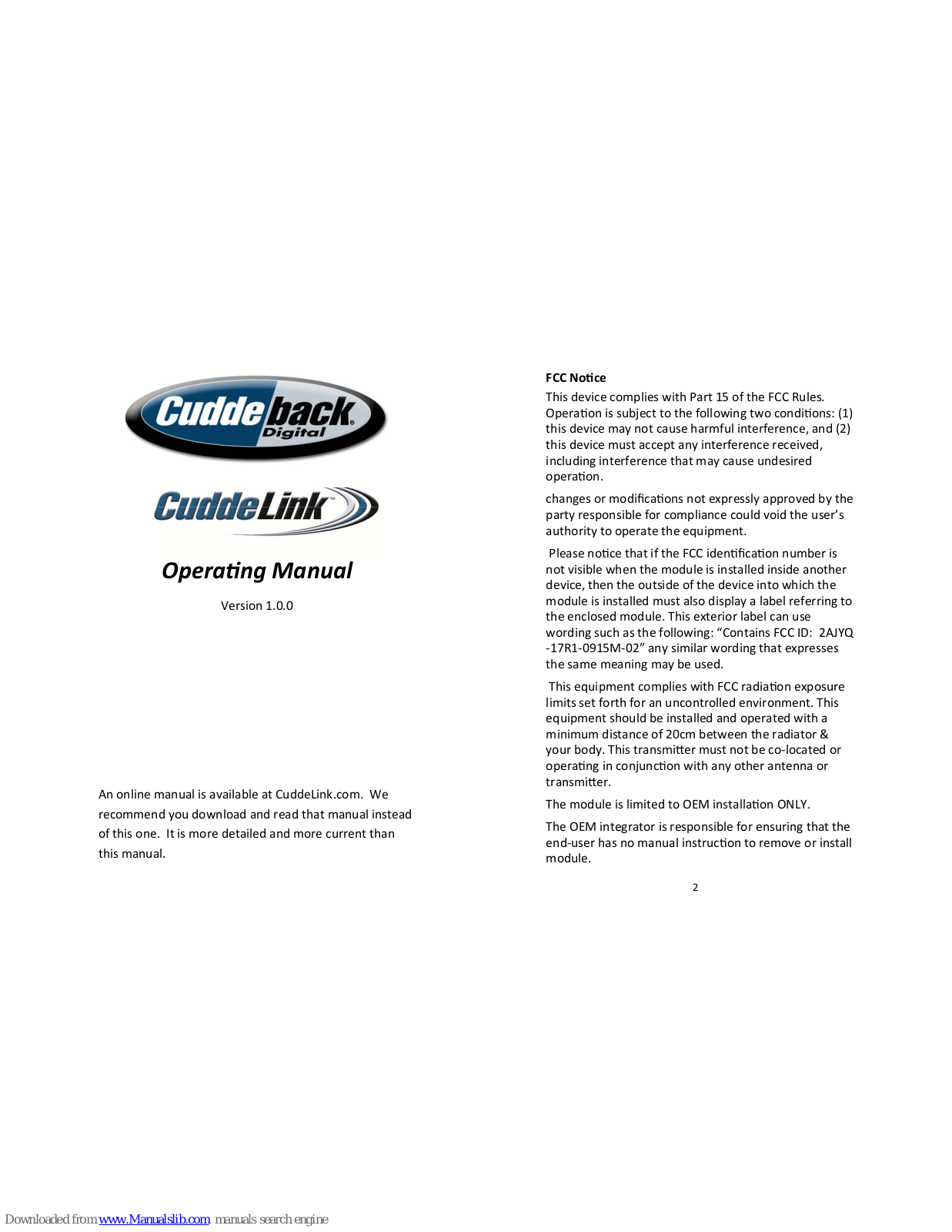 Cuddeback CuddeLink Operating Manual