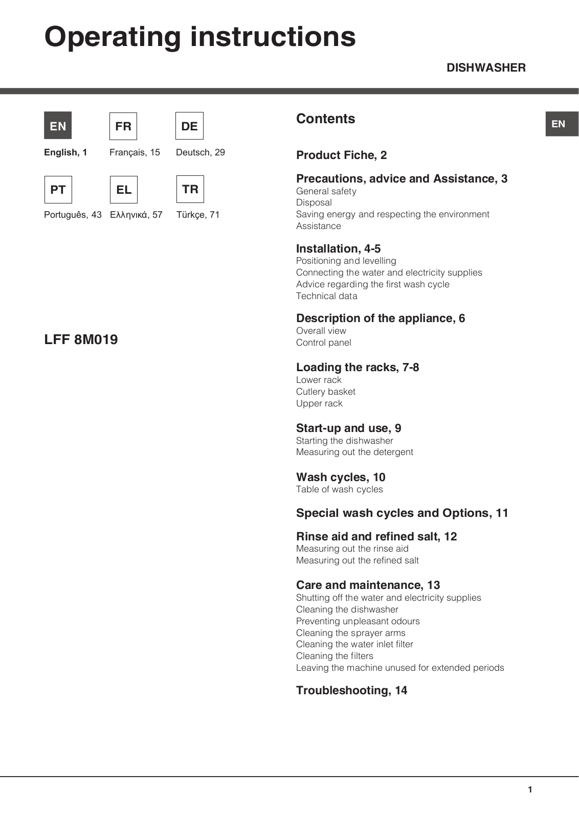 Hotpoint LFF 8M019 X EU User Manual