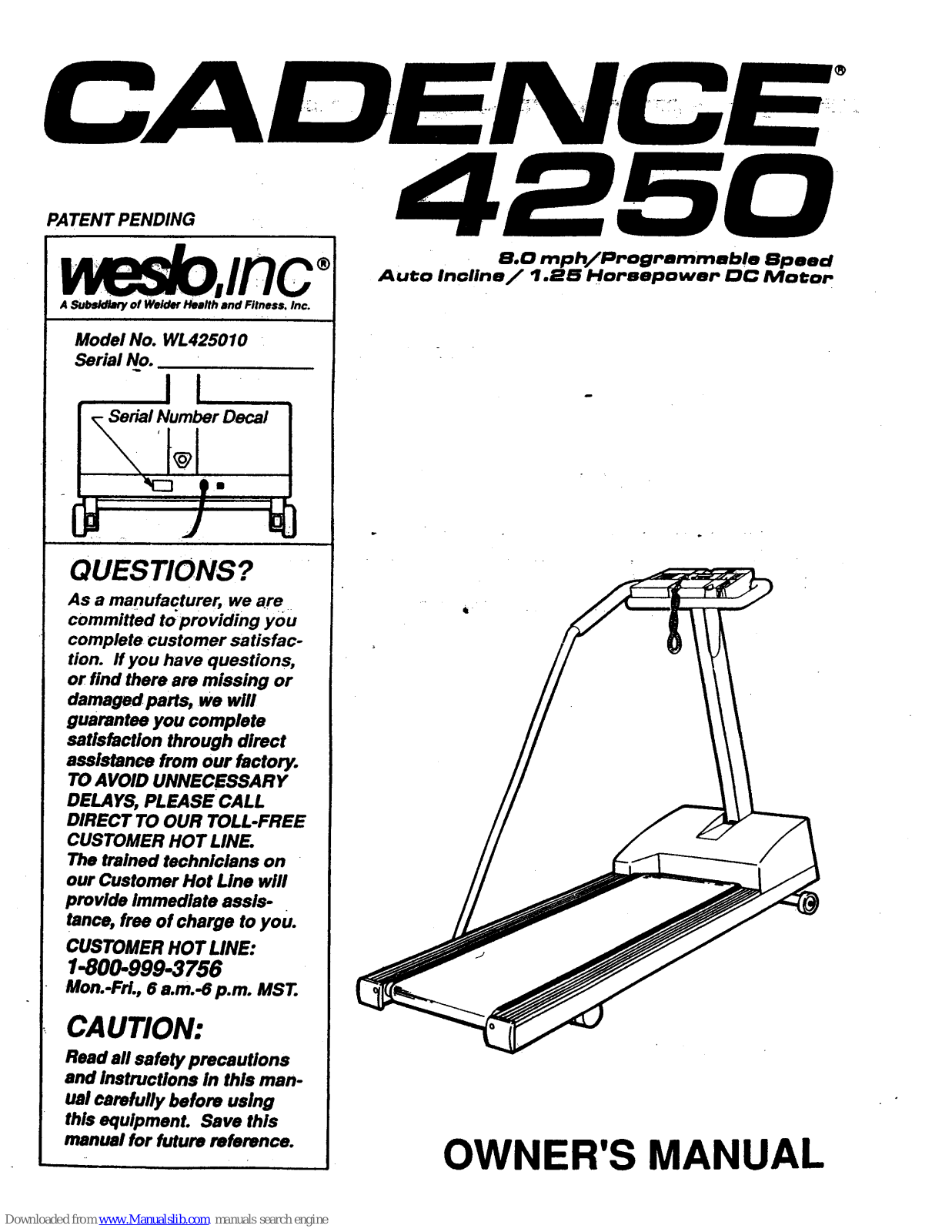 Weslo Cadence 4250 User Manual