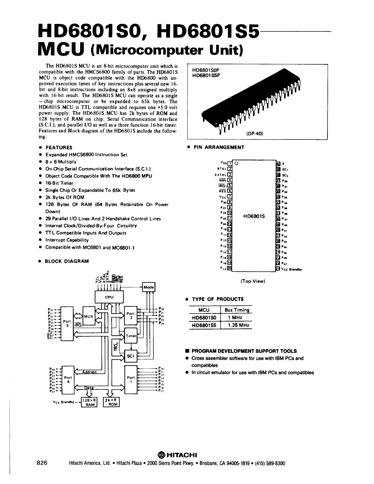 HIT HD6801S5P, HD6801S0P Datasheet