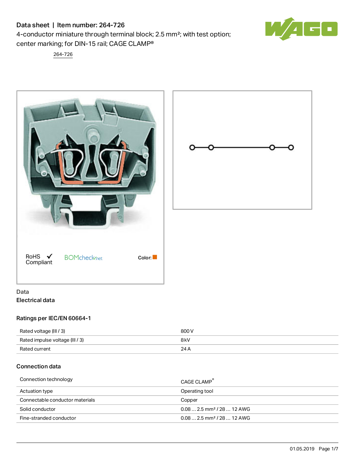 Wago 264-726 Data Sheet