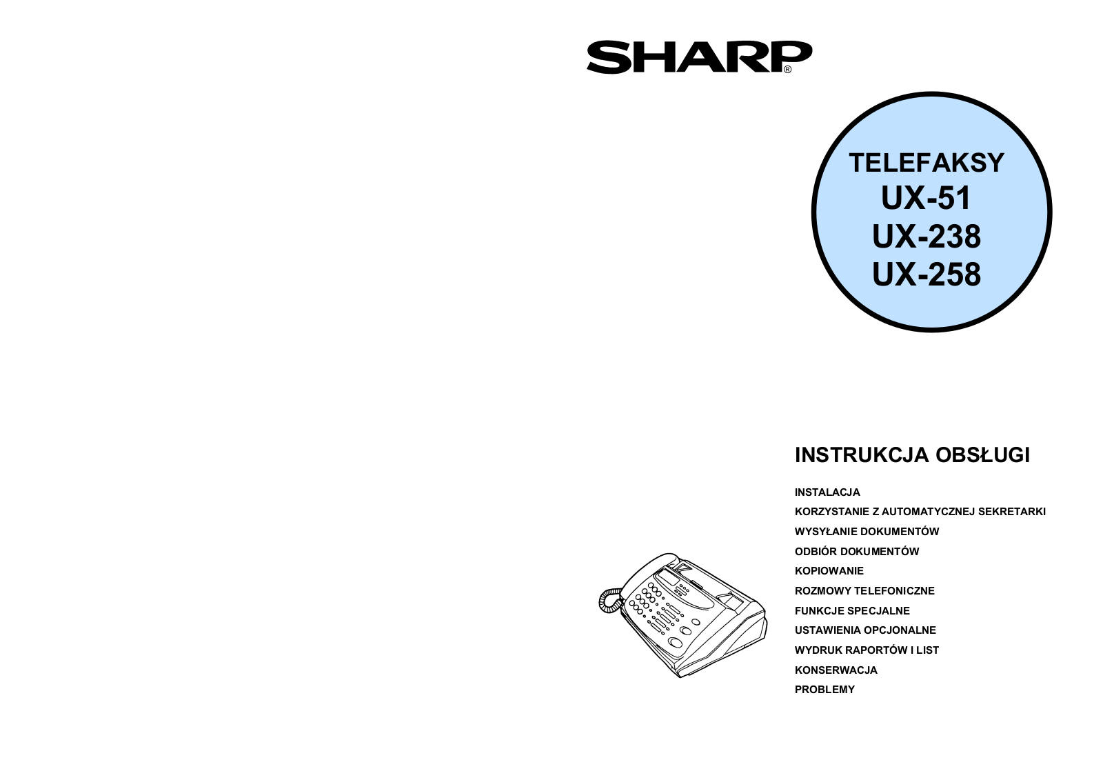 SHARP UX-51/238/258 User Manual