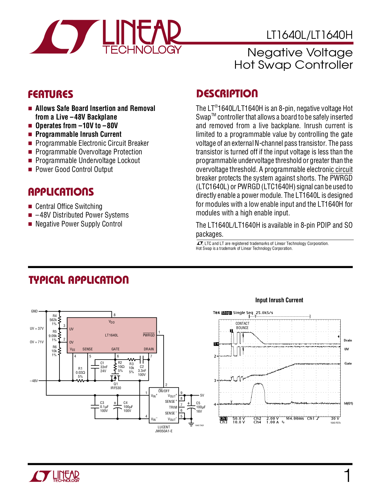 Linear Technology LT1640L, LT1640H Datasheet