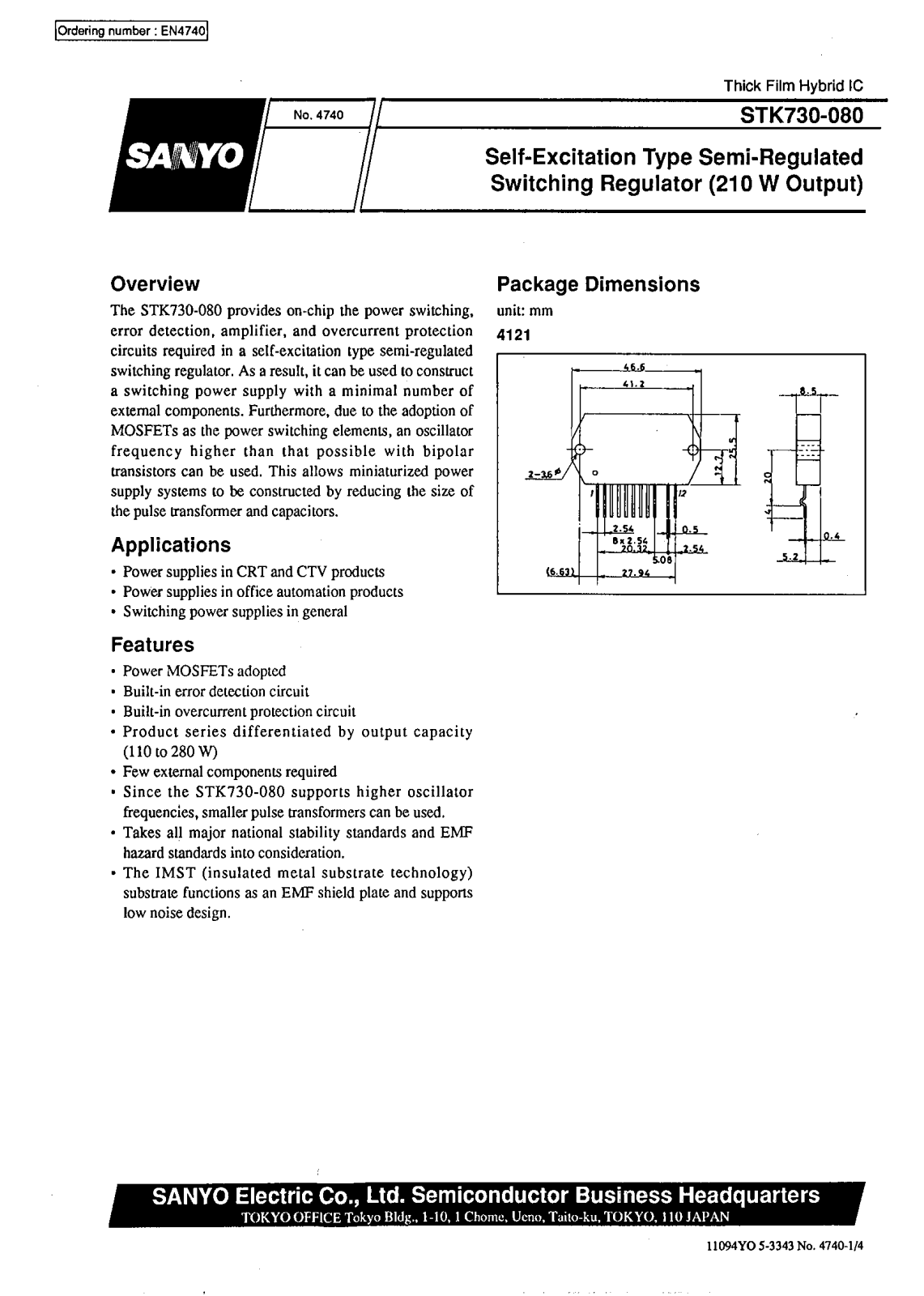 SANYO STK730-080 Datasheet