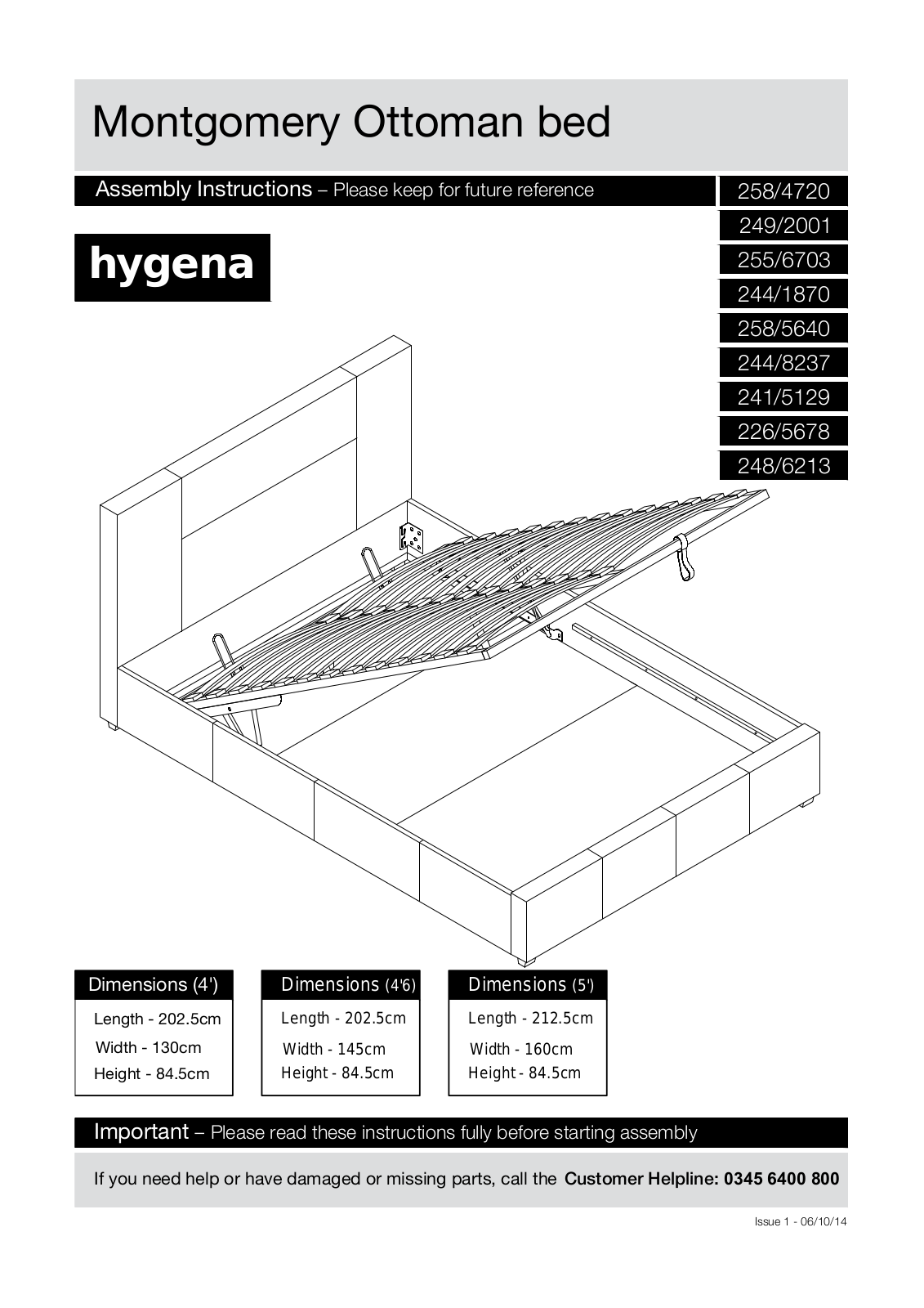 Hygena 255-6703, 244-1870, 258-5640, 244-8237, 241-5129 Instruction manual