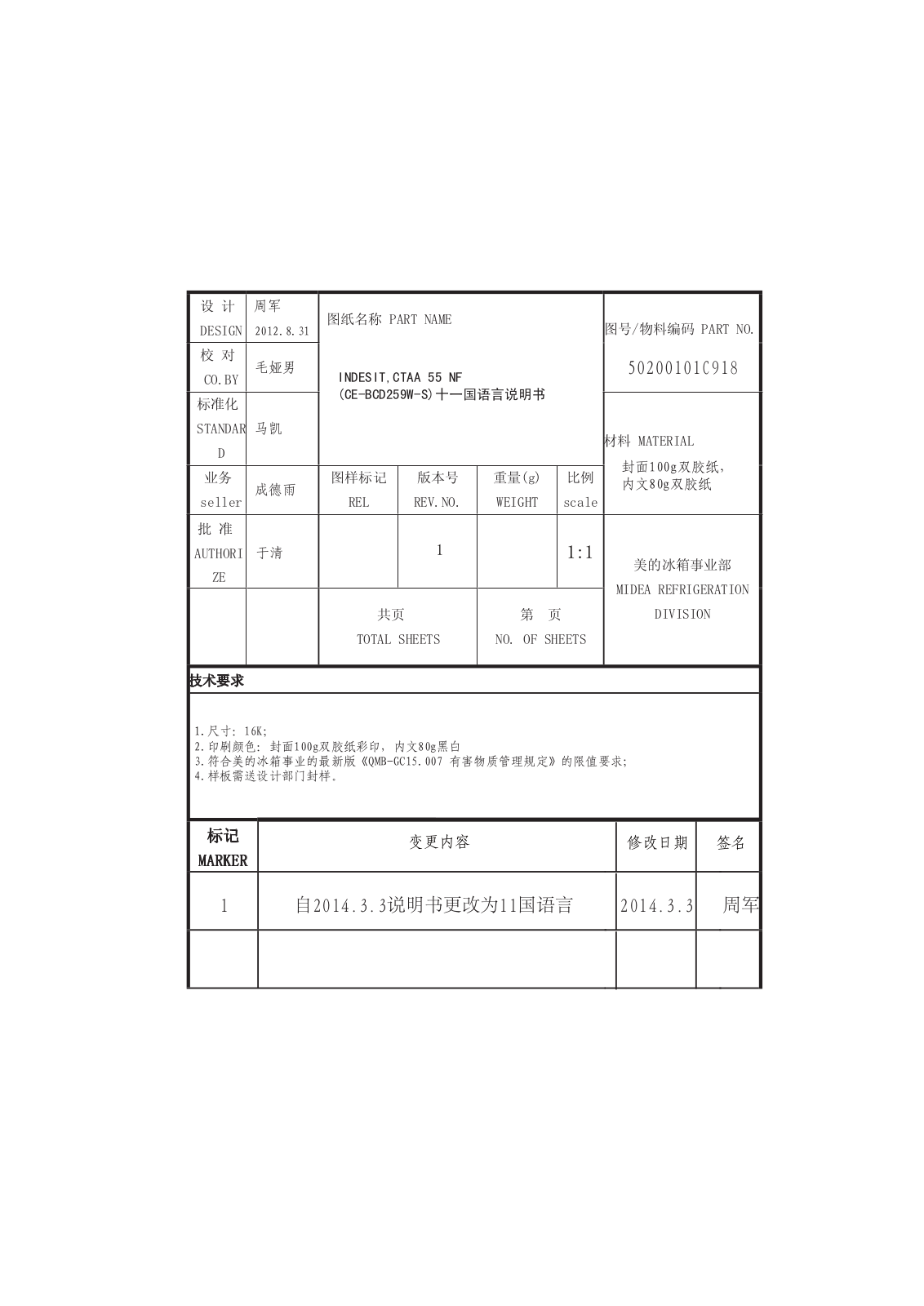 INDESIT CTAA 55 NF User Manual