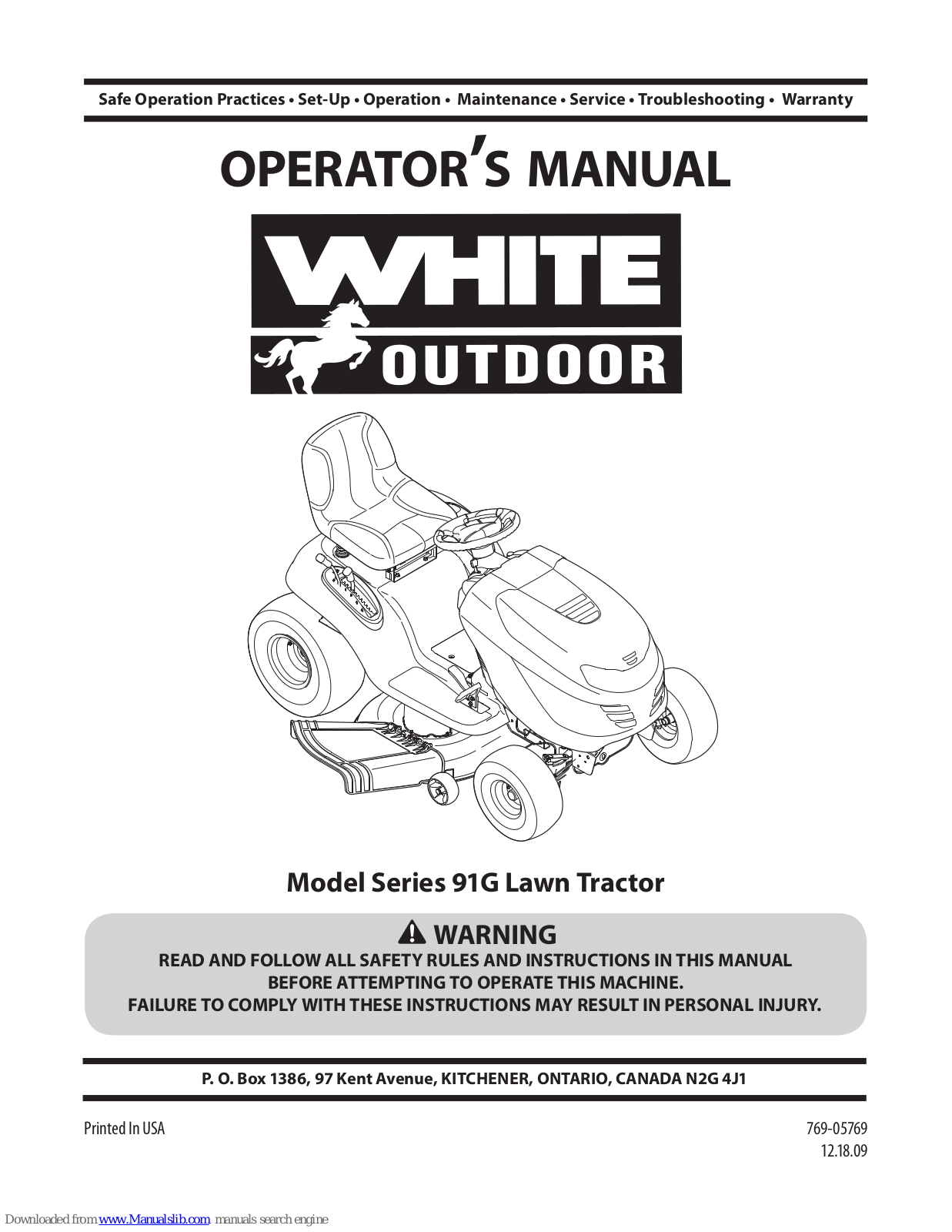 White Outdoor 91G Operator's Manual