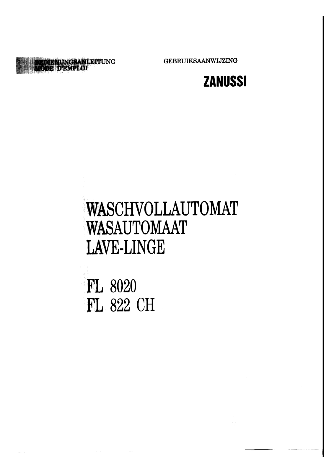 Zanussi FL8020, FL822CH User Manual