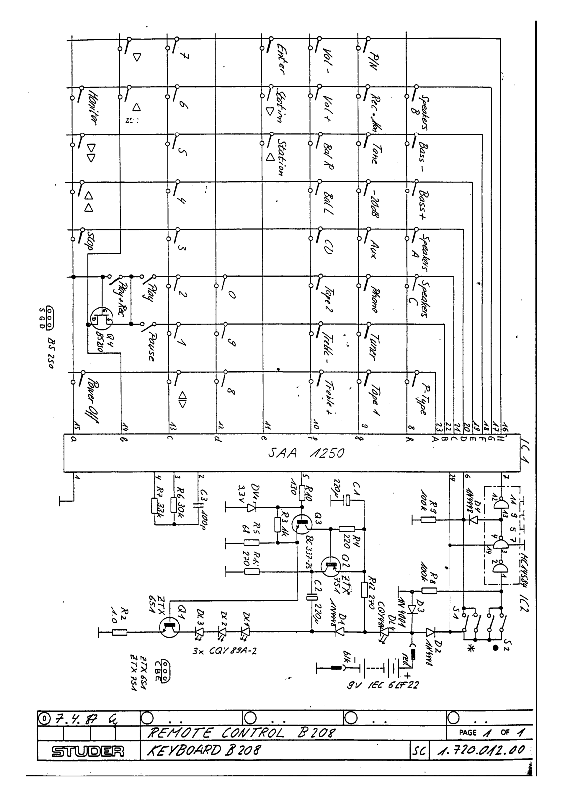 Revox B-208 Schematic