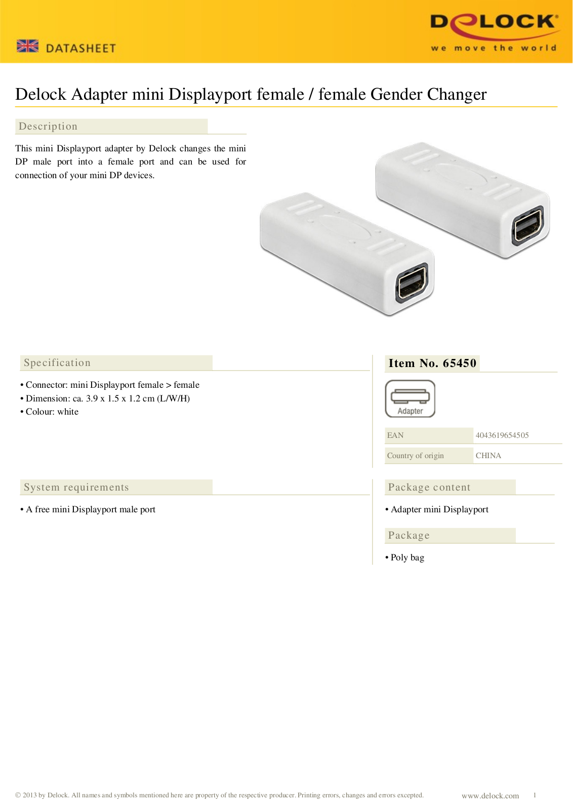 DeLOCK 65450 User Manual