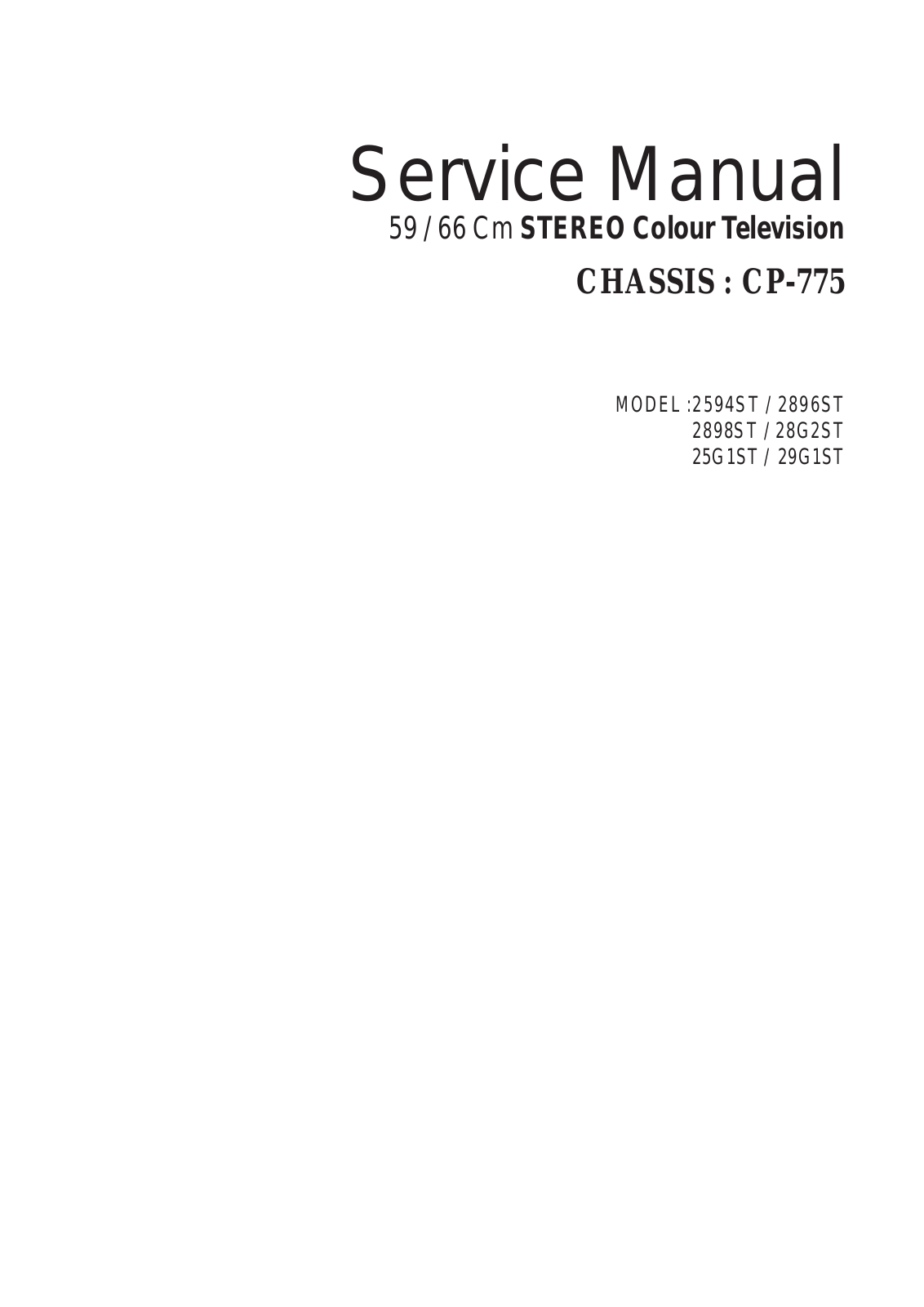 Daewoo CP-775, 29G1ST, 25G1ST, 28G2ST, 2898ST Service Manual