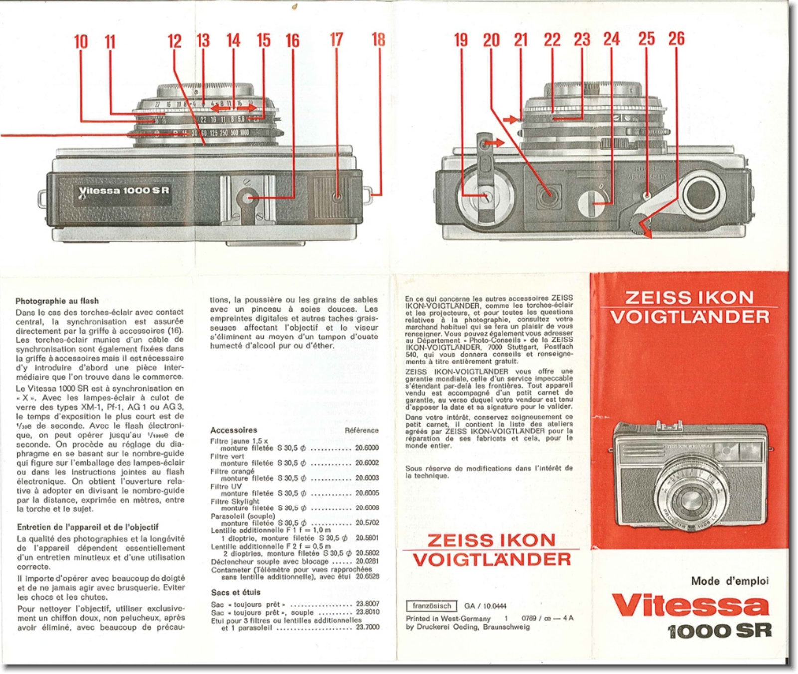 ZEISS IKON Vitessa 1000 SR Manuel de l’utilisateur