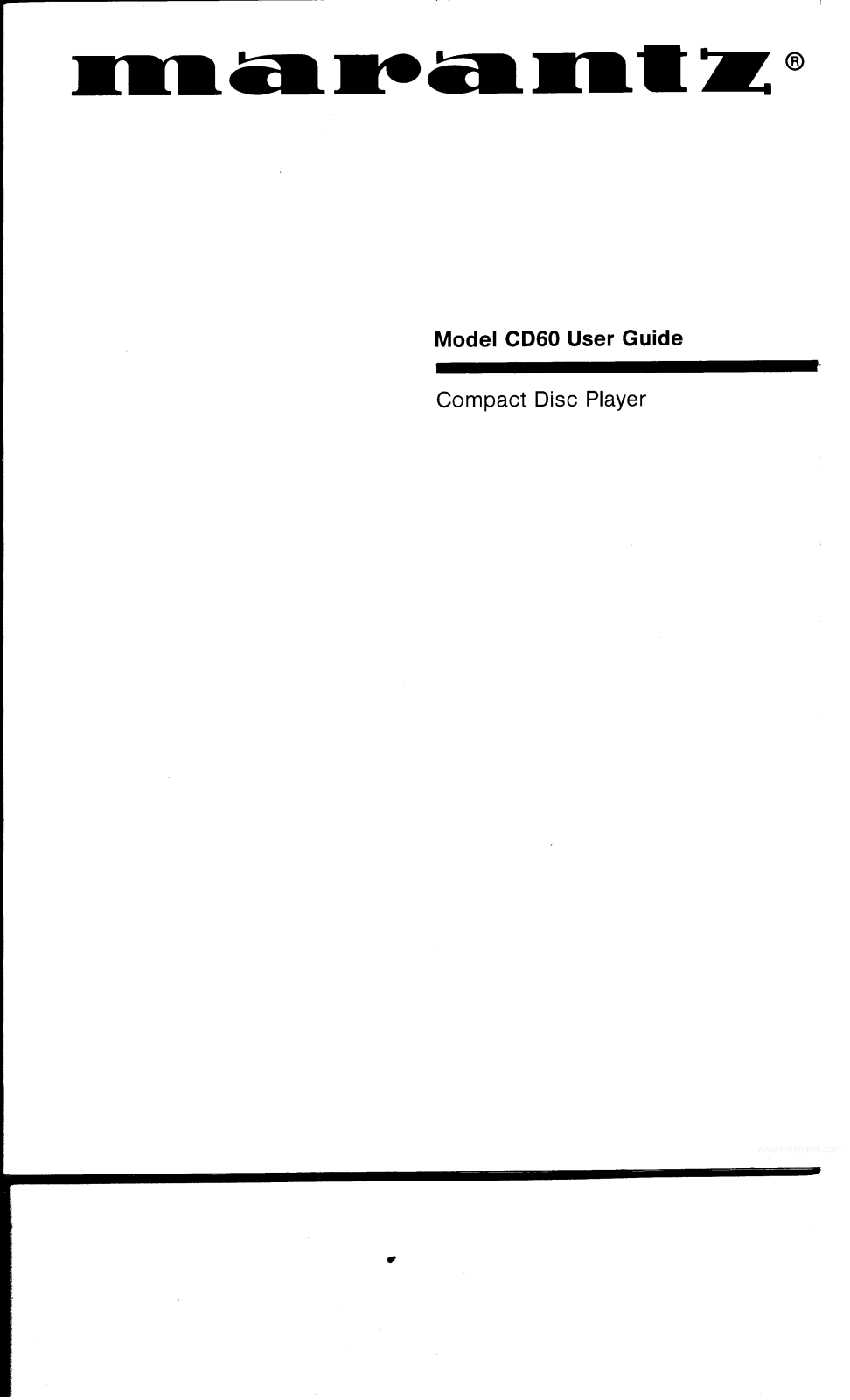 Marantz CD60 User Manual