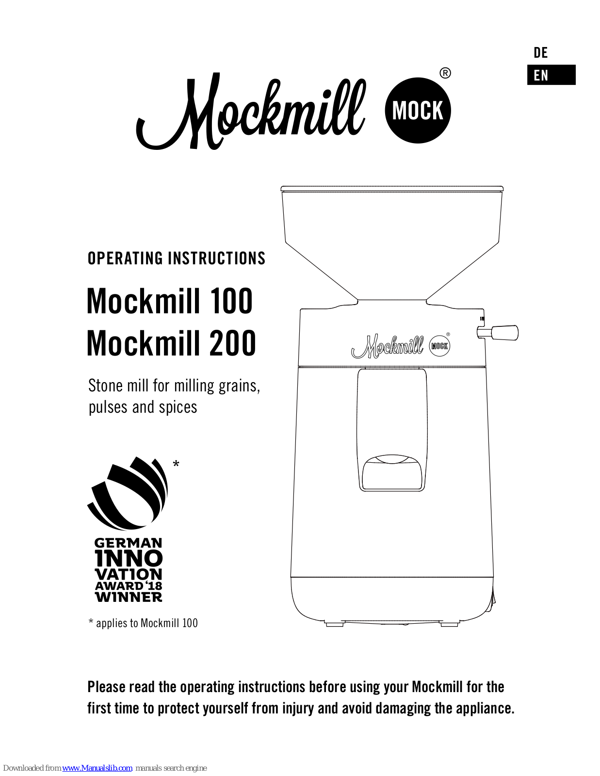 MOCK Mockmill 100, Mockmill 200 Operating Instructions Manual - ManualMachine.com