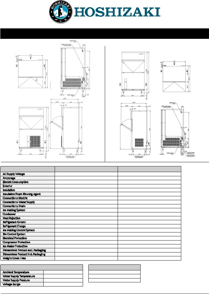 Hoshizaki IM-130NE, IM-130WNE Datasheet