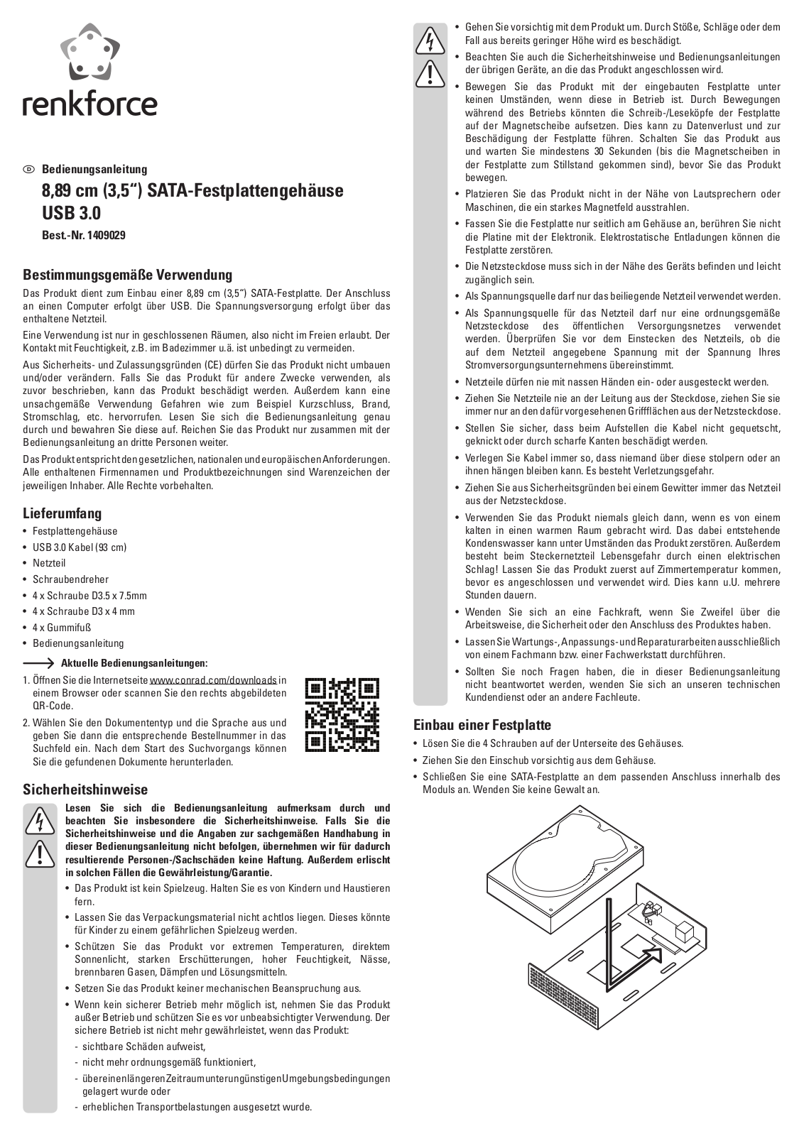 Renkforce 1409029 Operating Instructions