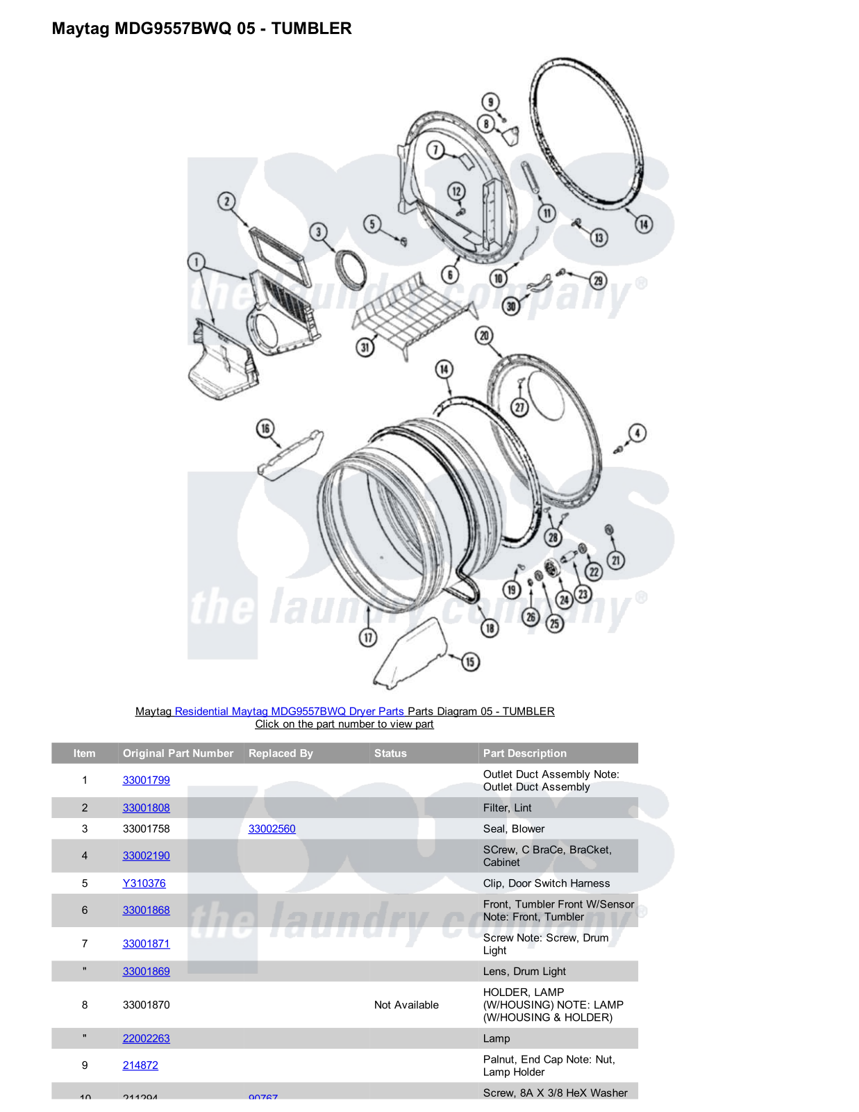 Maytag MDG9557BWQ Parts Diagram