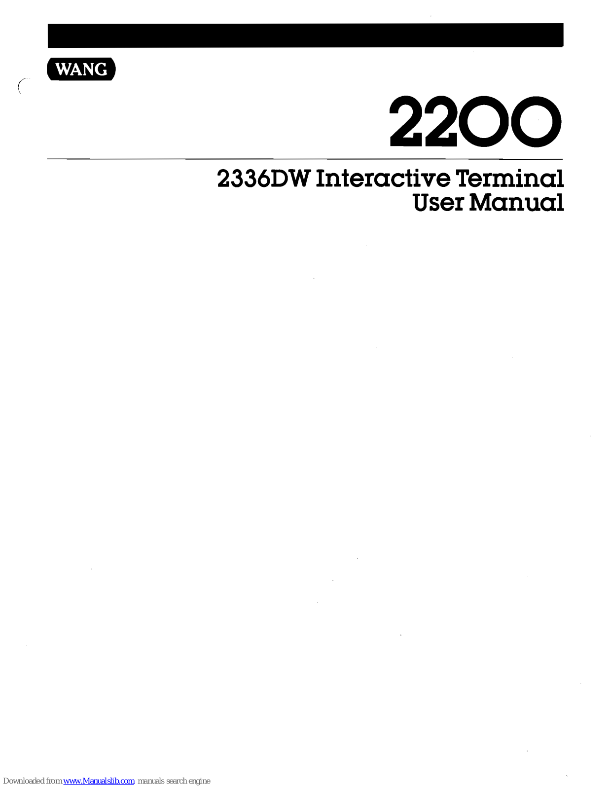 Wang 2336DW User Manual