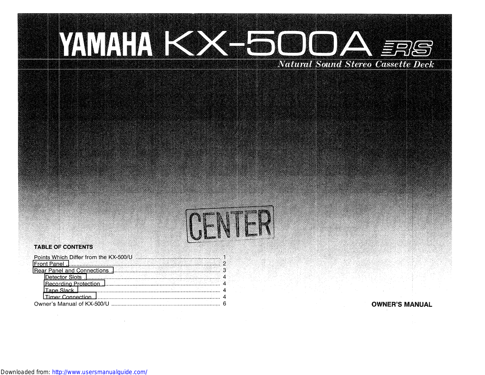 Yamaha Audio KX-500A User Manual