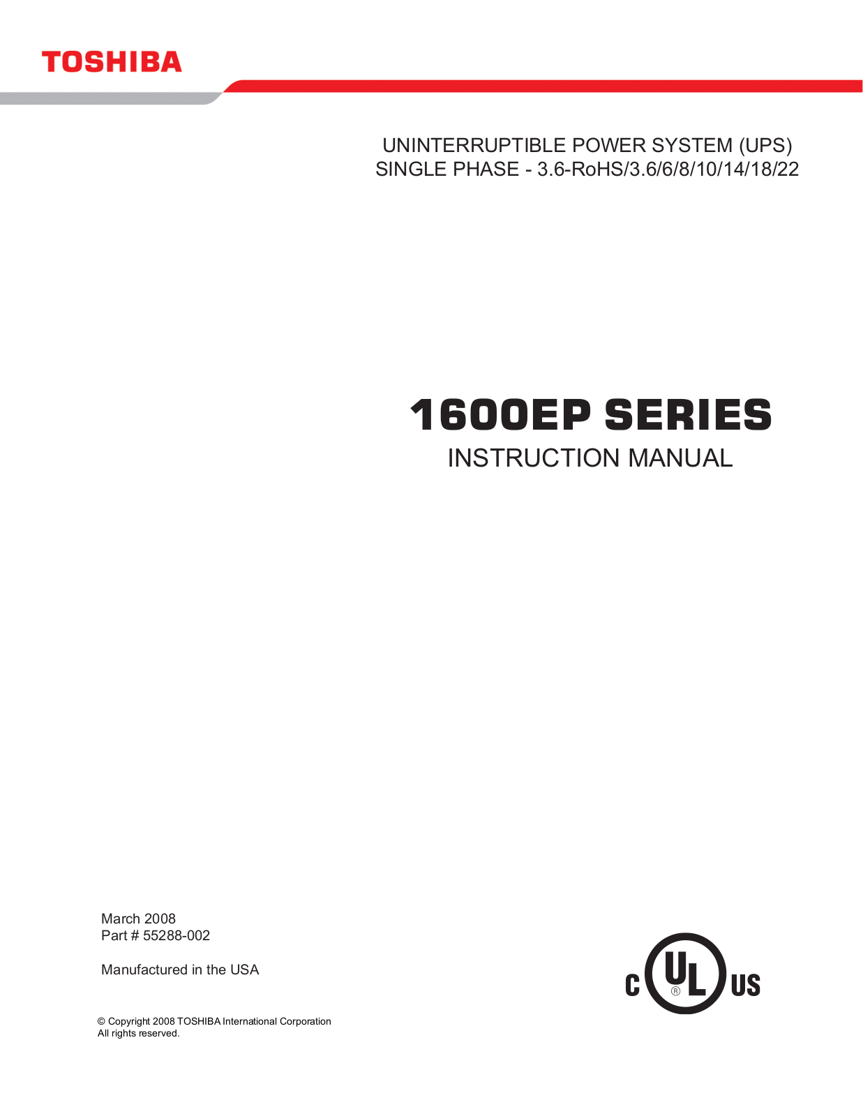 Toshiba 1600EP User Manual