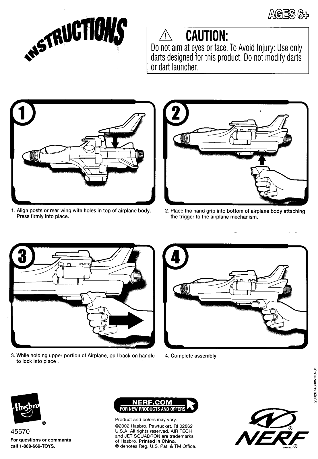 HASBRO NERF AIRTECH JET SQUADRON User Manual