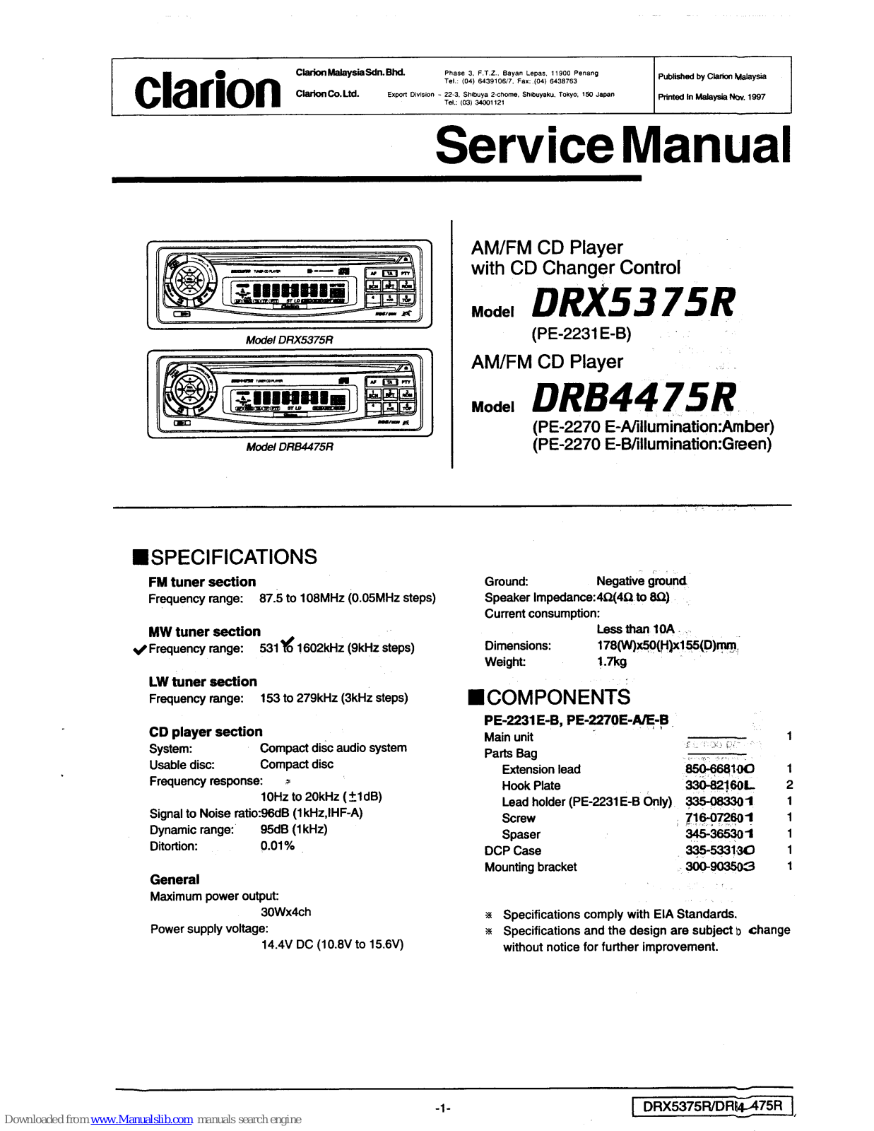 Clarion DRB4475R, DRB5375R Service Manual