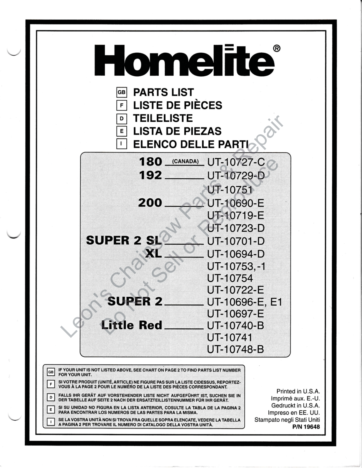 Homelite UT-10727 User Manual