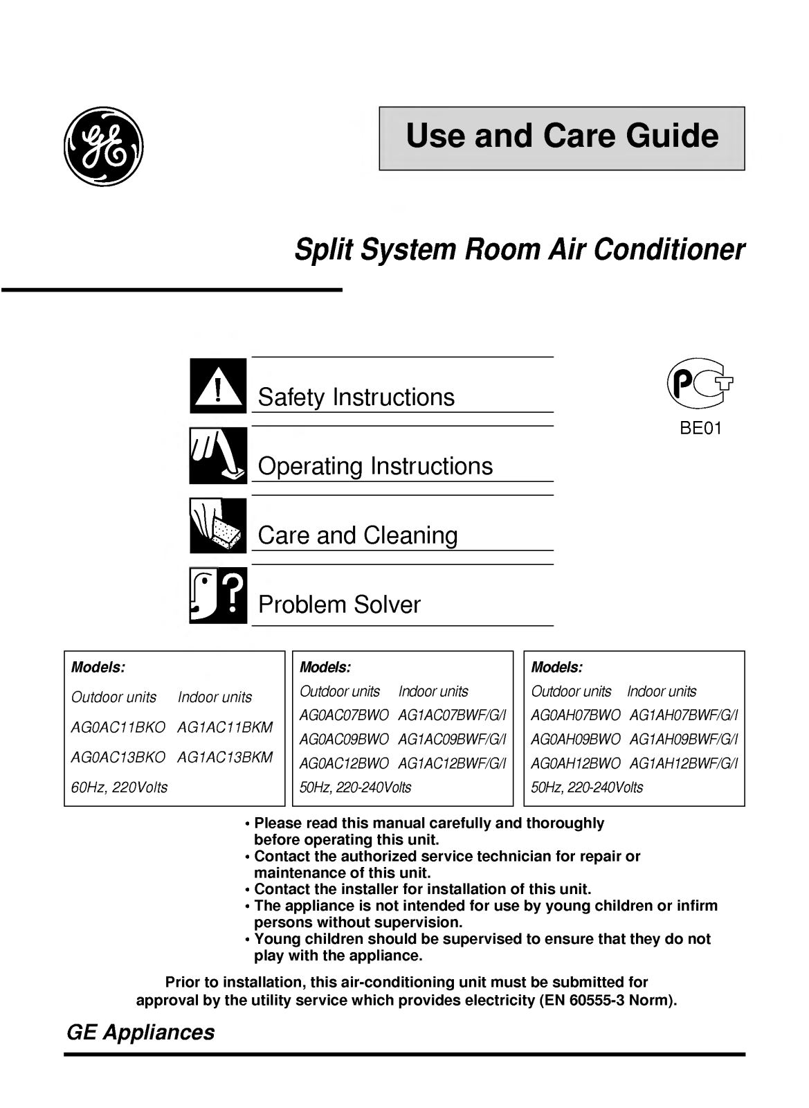 LG AG1AC09BWF User Manual